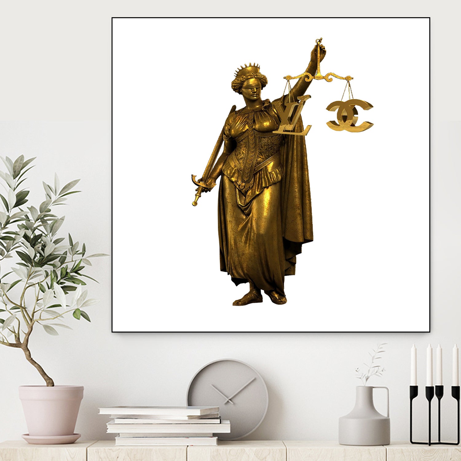 CHANEL OR LOUIS VUITON / LADY OF JUSTICE by Michael Benisty on GIANT ART - white photo illustration