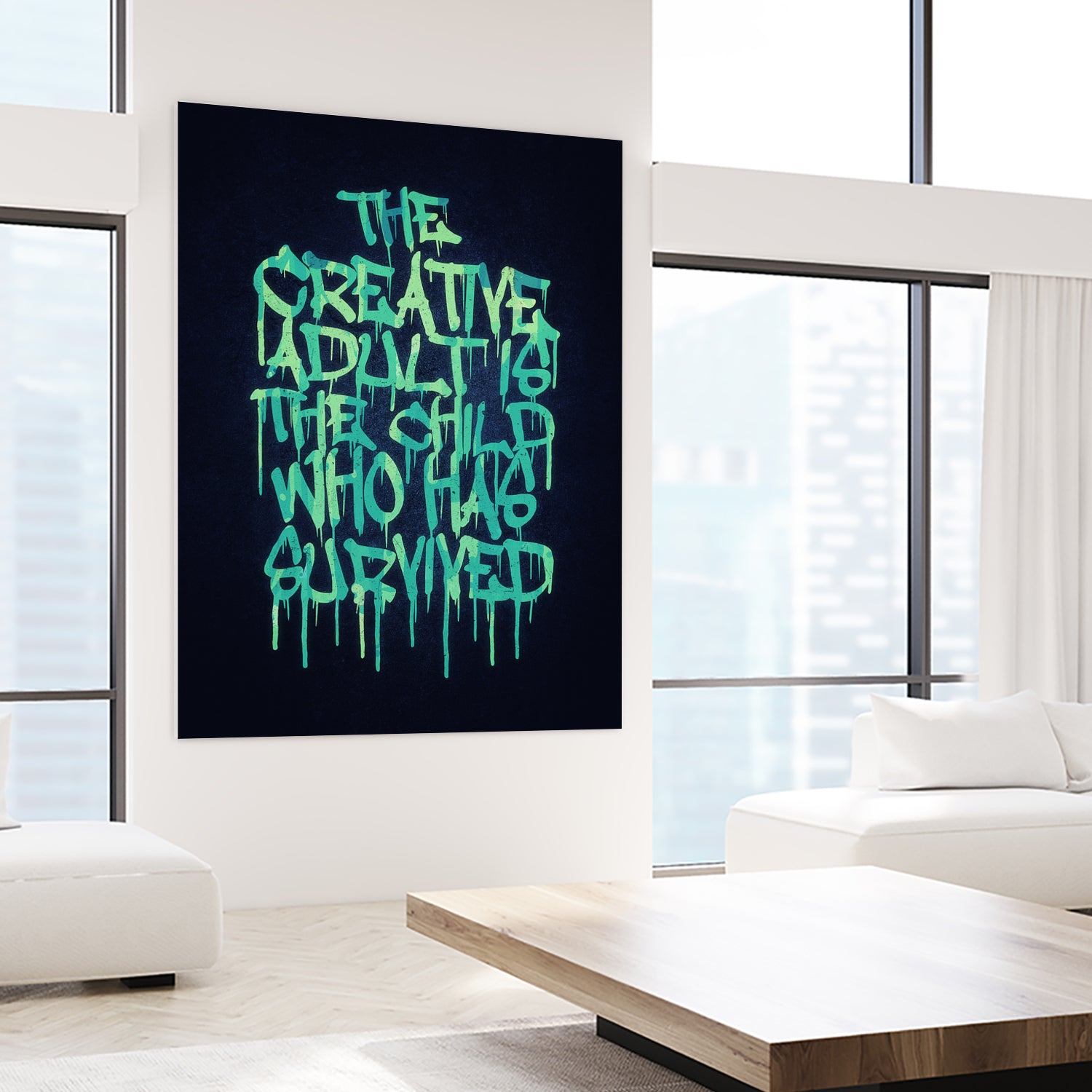 The Creative Adult is the Child Who Has Survived / Typo by Philipp Rietz on GIANT ART - green vector illustration