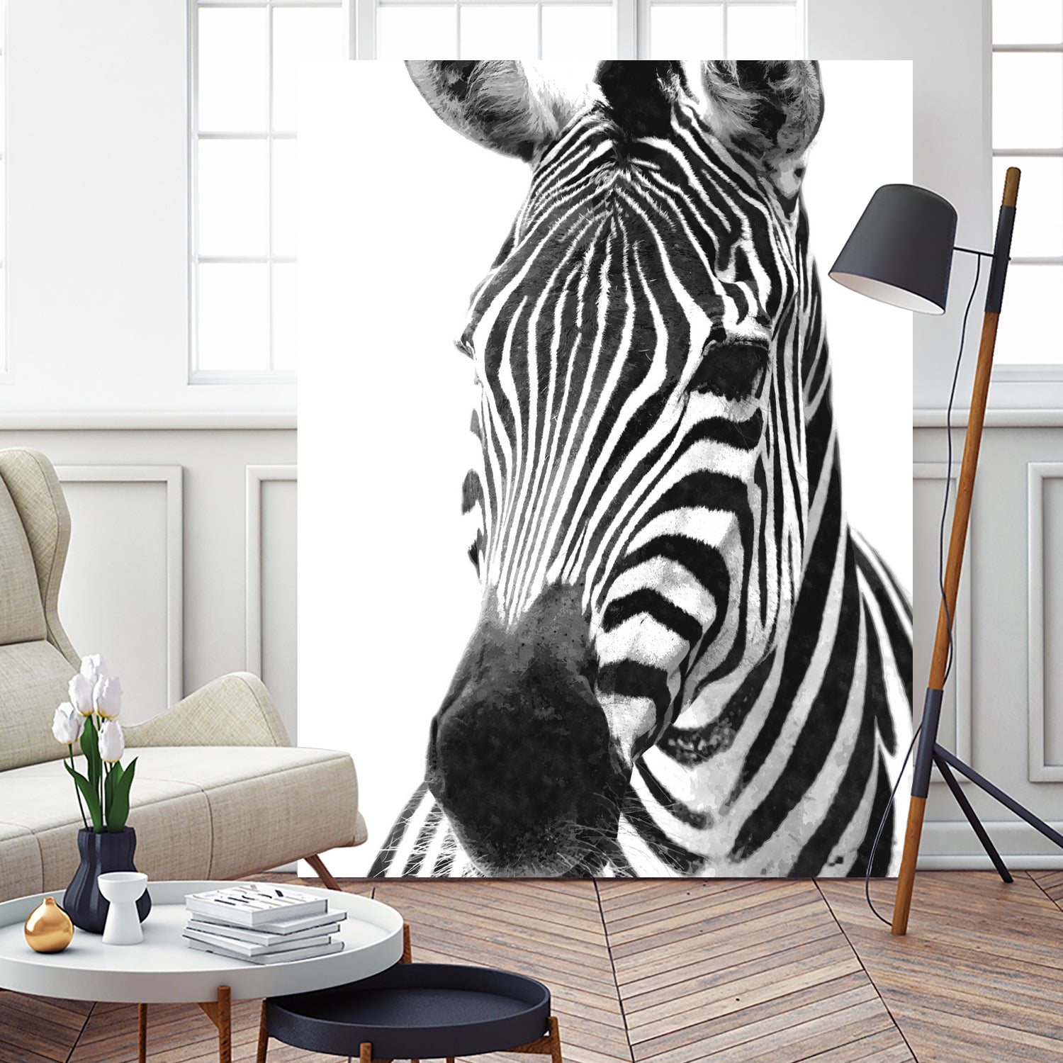 Black and White Zebra by Alessandra Minervini on GIANT ART - black digital painting