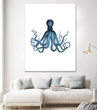 Blue Octopus Illustration by Alessandra Minervini on GIANT ART - blue digital painting