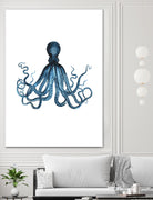 Blue Octopus Illustration by Alessandra Minervini on GIANT ART - blue digital painting