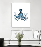 Blue Octopus Illustration by Alessandra Minervini on GIANT ART - blue digital painting