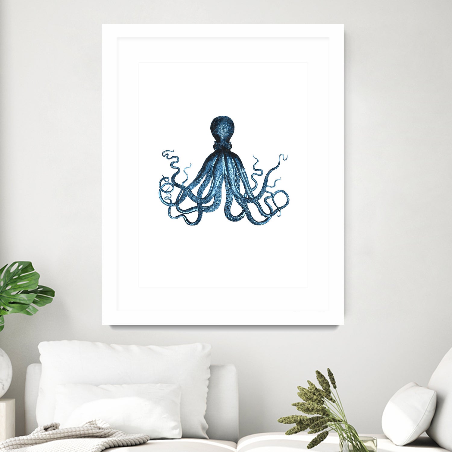 Blue Octopus Illustration by Alessandra Minervini on GIANT ART - blue digital painting