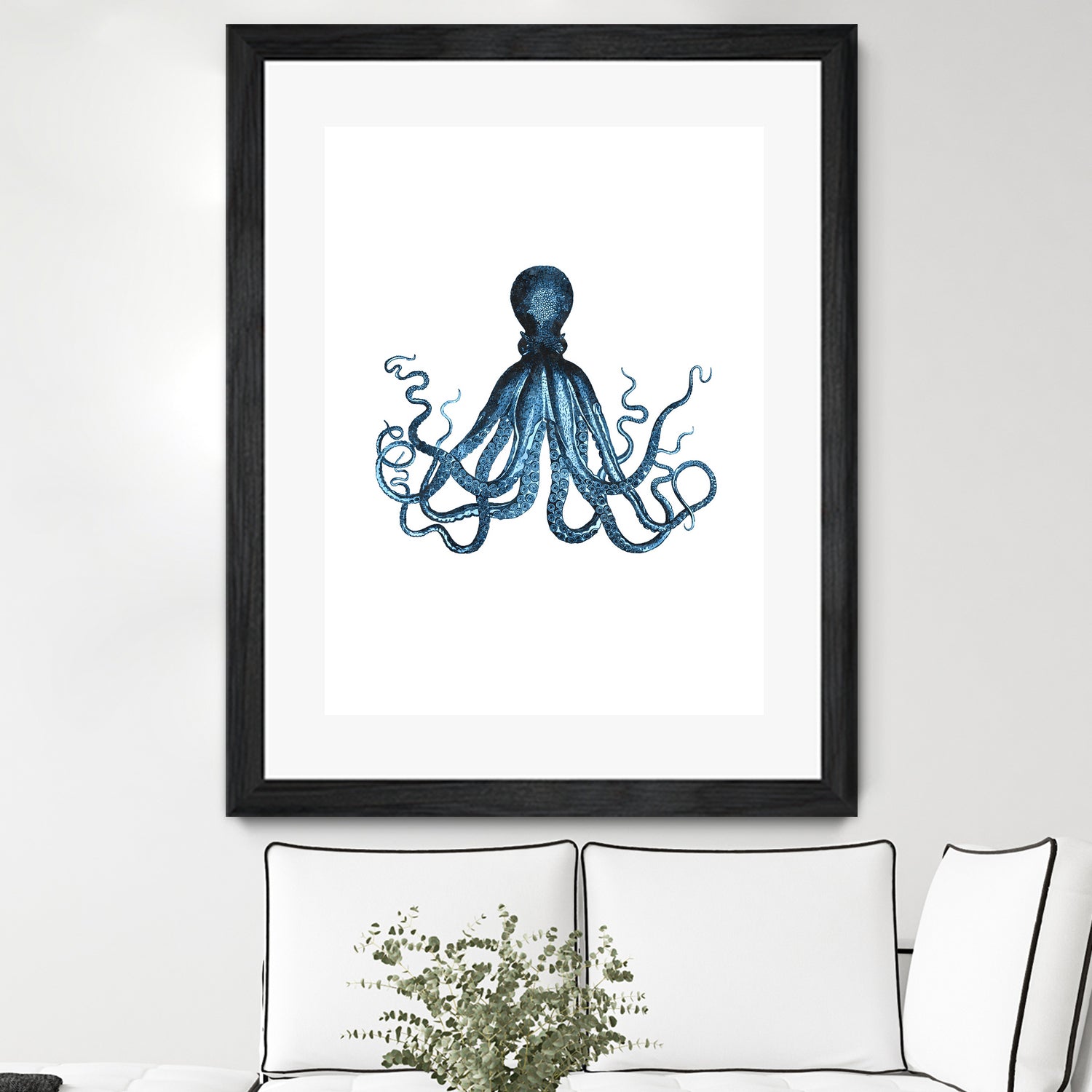 Blue Octopus Illustration by Alessandra Minervini on GIANT ART - blue digital painting