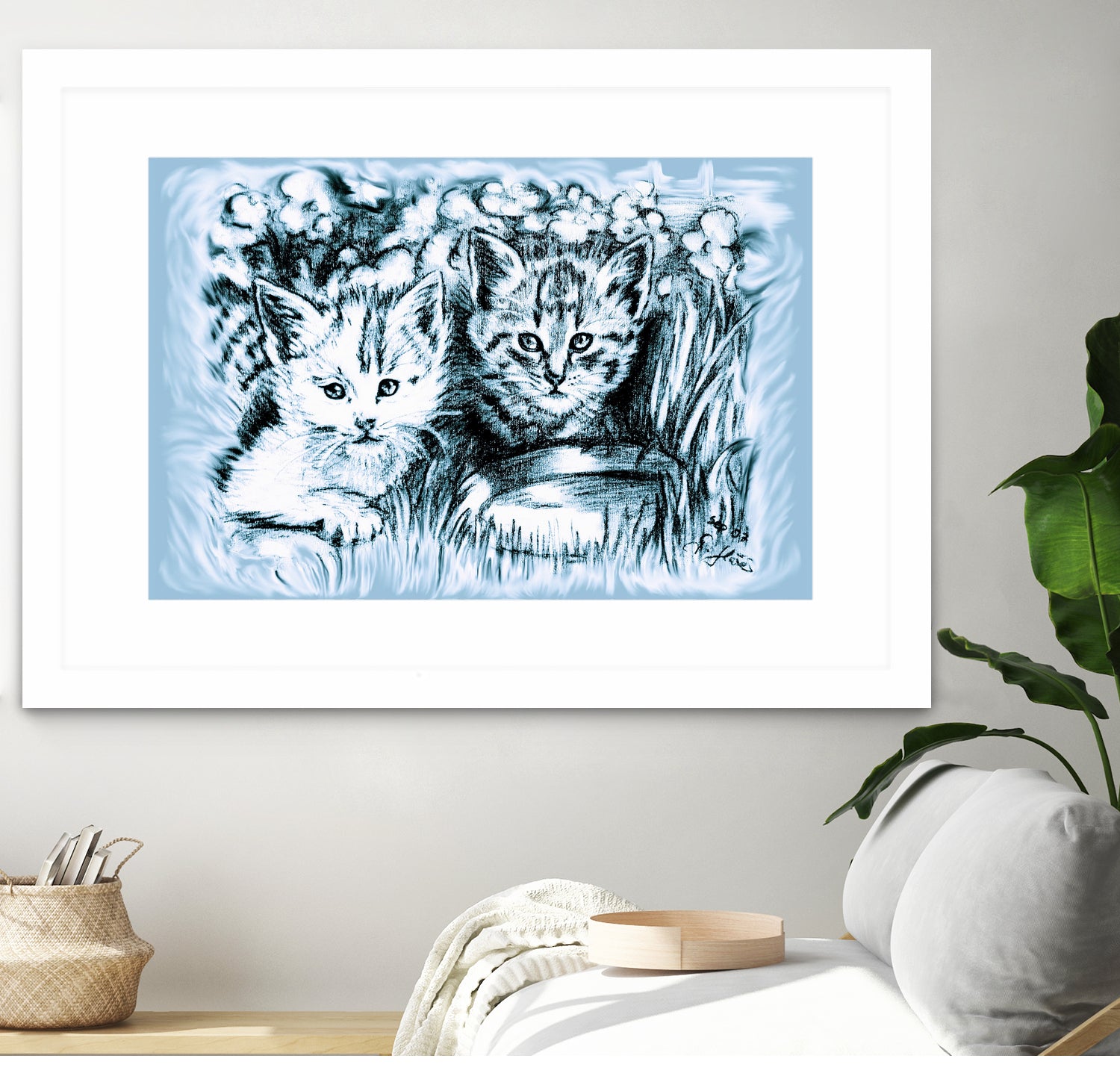 Blue Baby Cats by Gitta Gläser on GIANT ART - blue digital drawing