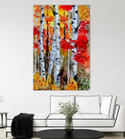 Birch Trees in Fall by Rafael Salazar on GIANT ART - red digital painting