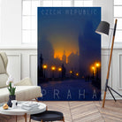 Prague, Czech Republic, vintage travel poster by ALMA Studio on GIANT ART - blue photo manipulation