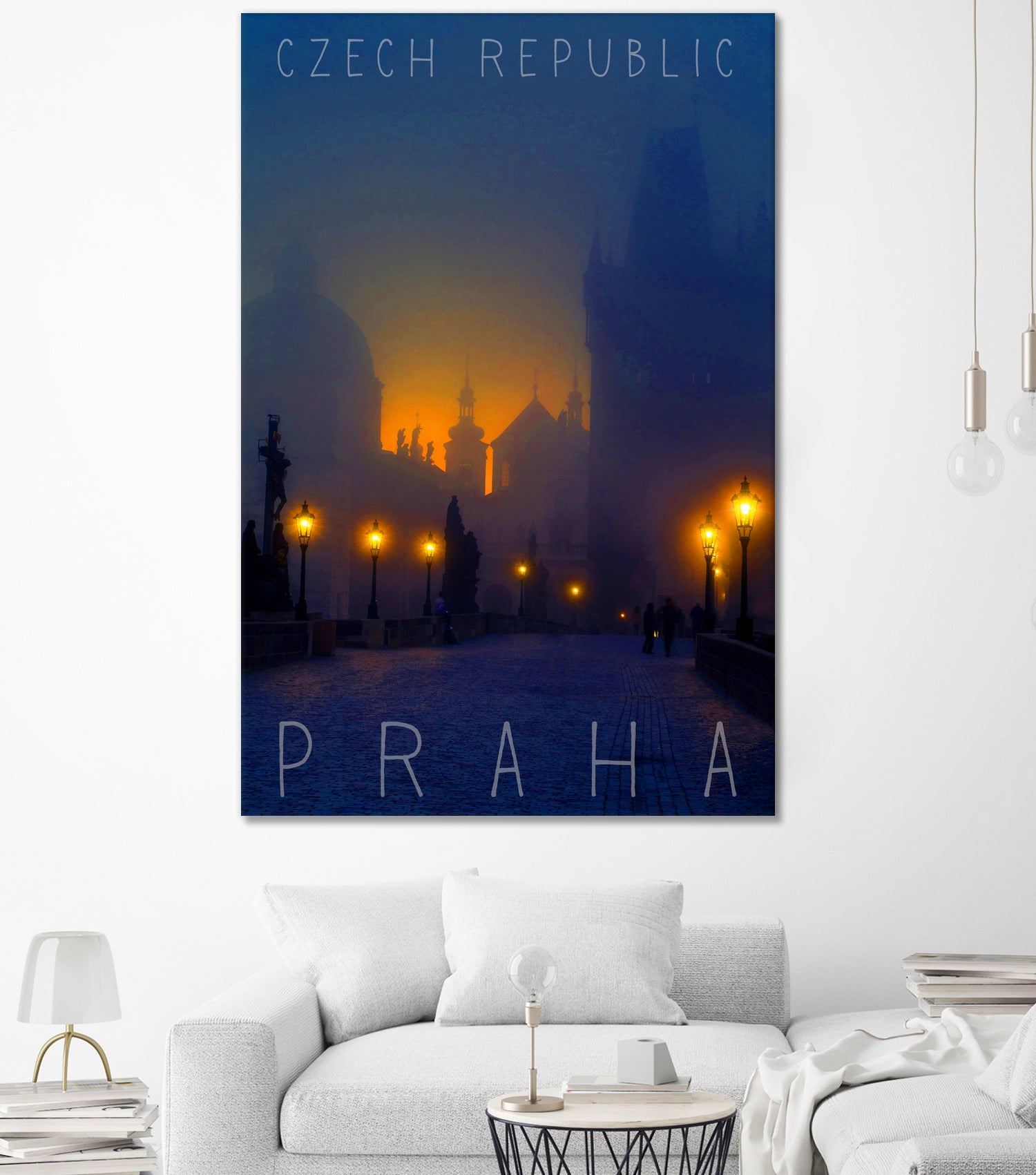 Prague, Czech Republic, vintage travel poster by ALMA Studio on GIANT ART - blue photo manipulation