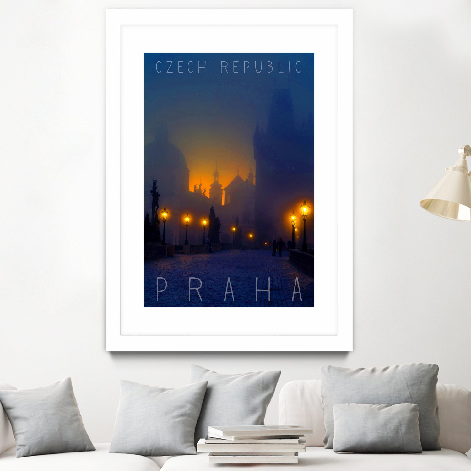 Prague, Czech Republic, vintage travel poster by ALMA Studio on GIANT ART - blue photo manipulation