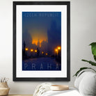 Prague, Czech Republic, vintage travel poster by ALMA Studio on GIANT ART - blue photo manipulation