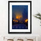 Prague, Czech Republic, vintage travel poster by ALMA Studio on GIANT ART - blue photo manipulation