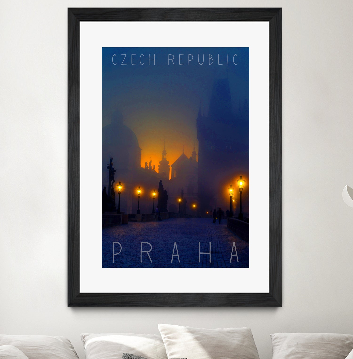 Prague, Czech Republic, vintage travel poster by ALMA Studio on GIANT ART - blue photo manipulation