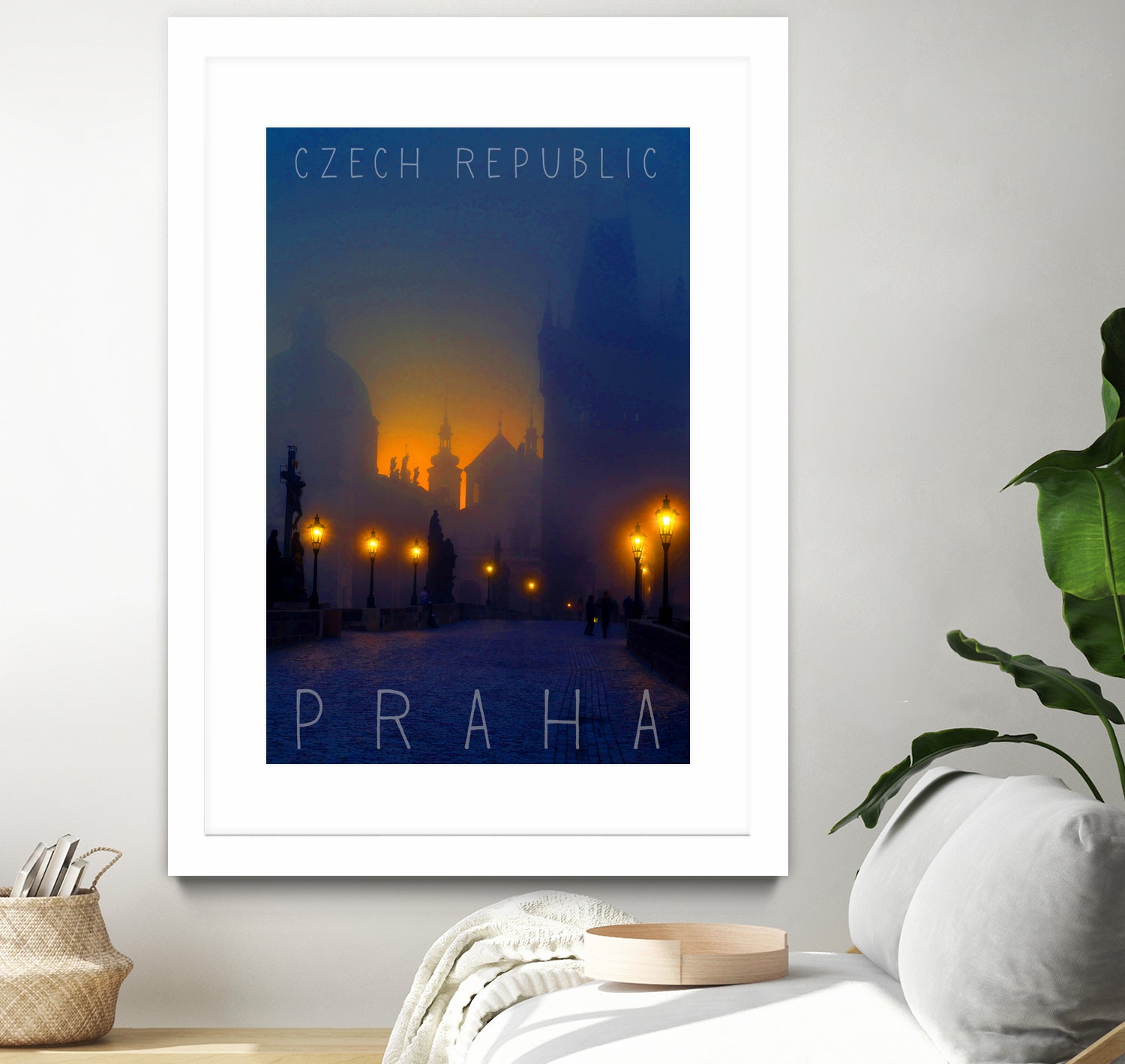 Prague, Czech Republic, vintage travel poster by ALMA Studio on GIANT ART - blue photo manipulation