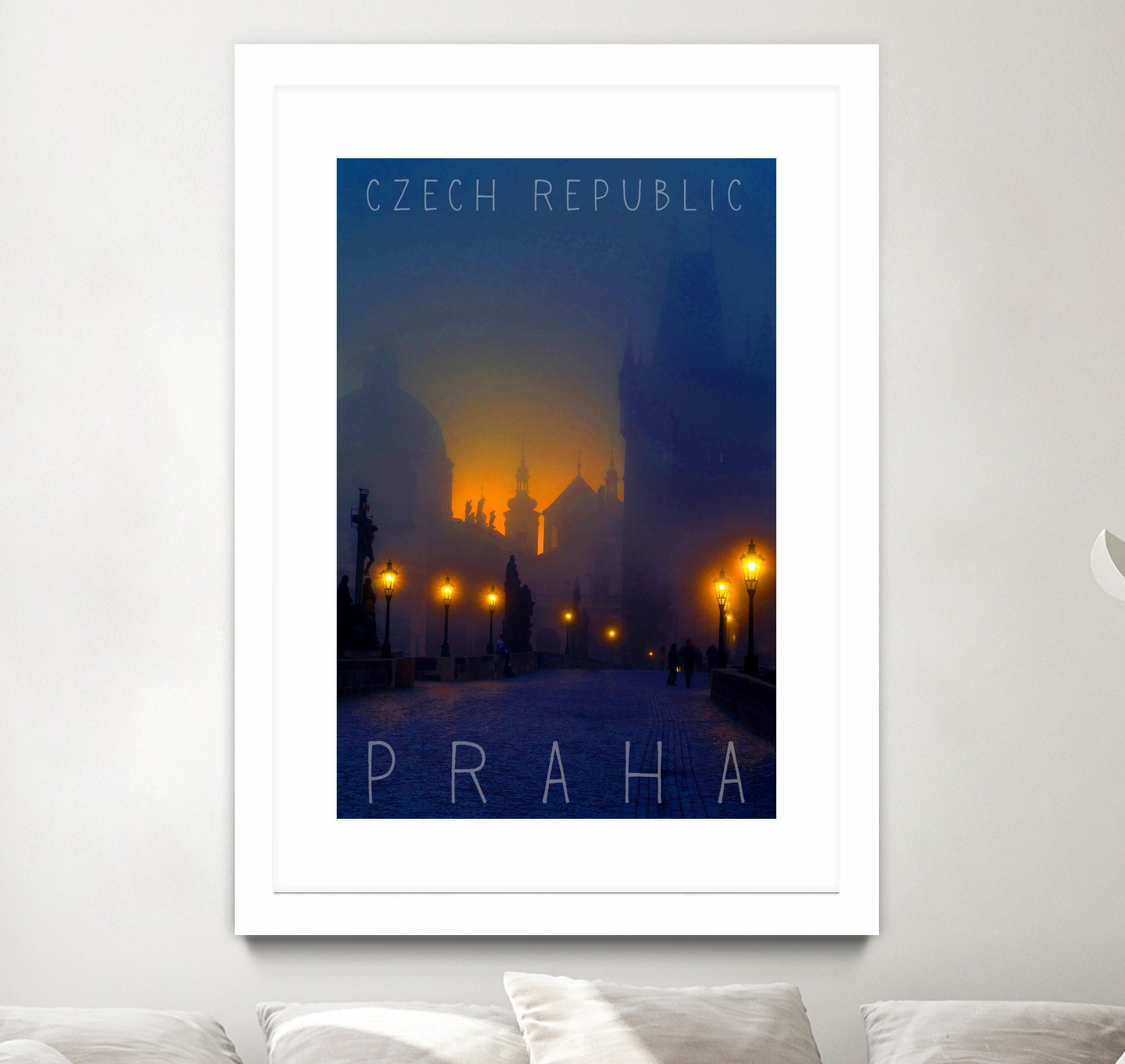 Prague, Czech Republic, vintage travel poster by ALMA Studio on GIANT ART - blue photo manipulation