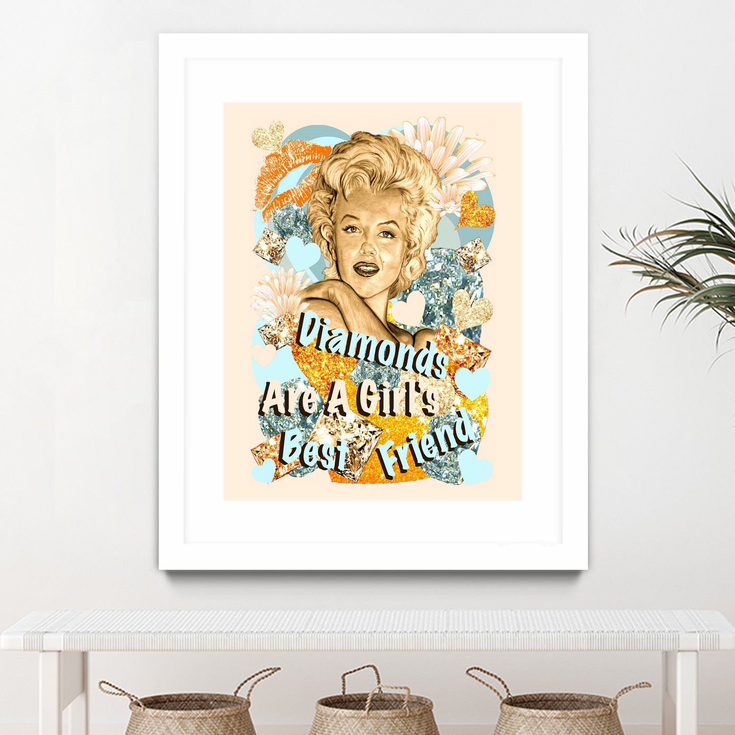 Diamonds Are A Girl's Best Friend by Gitta Gläser on GIANT ART - yellow typography