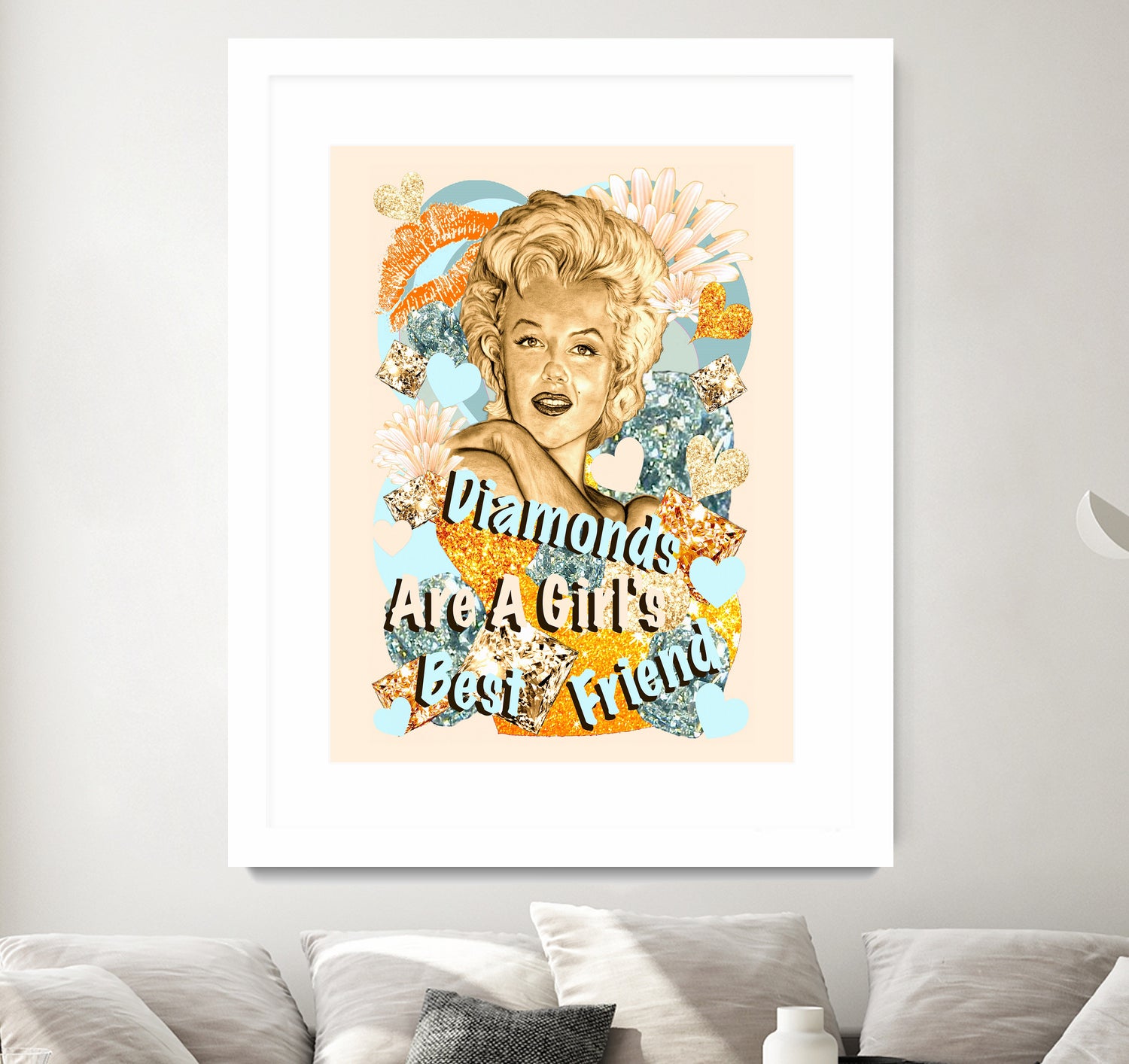 Diamonds Are A Girl's Best Friend by Gitta Gläser on GIANT ART - yellow typography