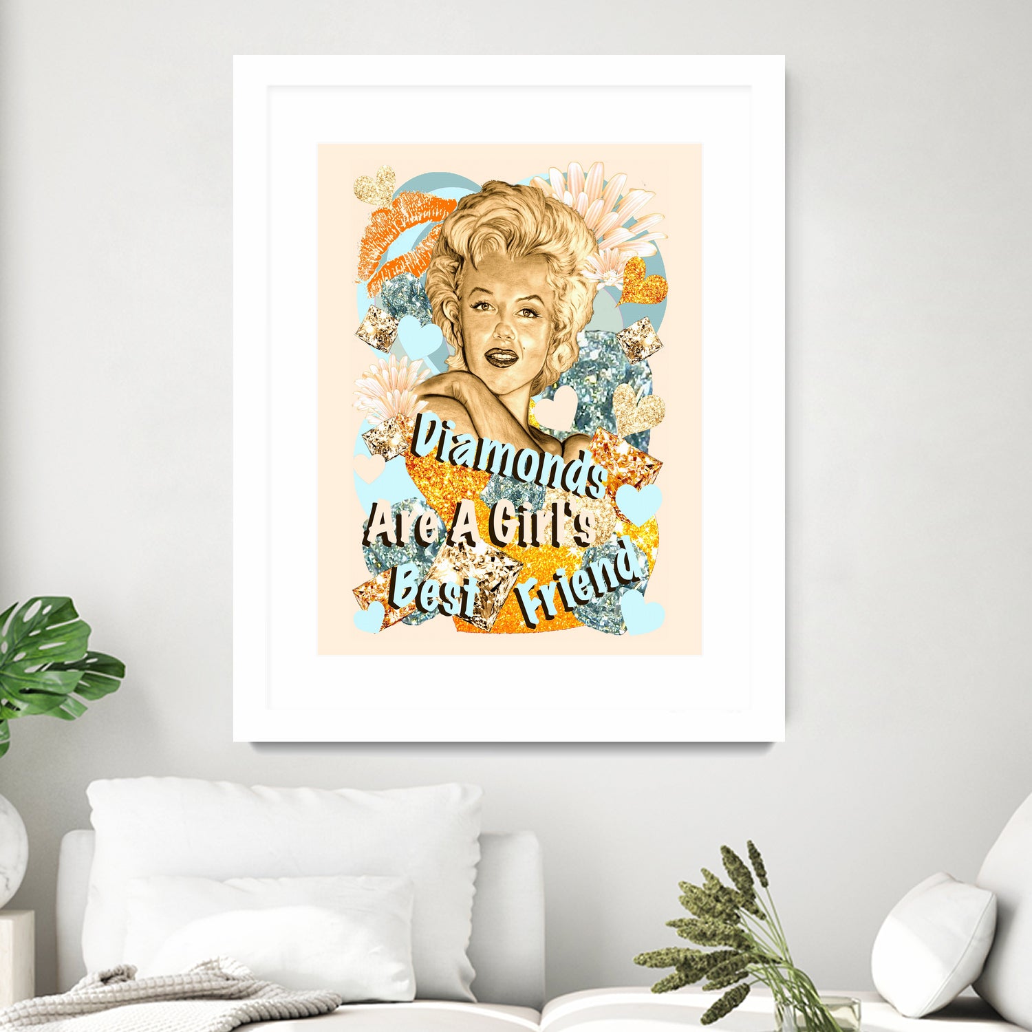 Diamonds Are A Girl's Best Friend by Gitta Gläser on GIANT ART - yellow typography