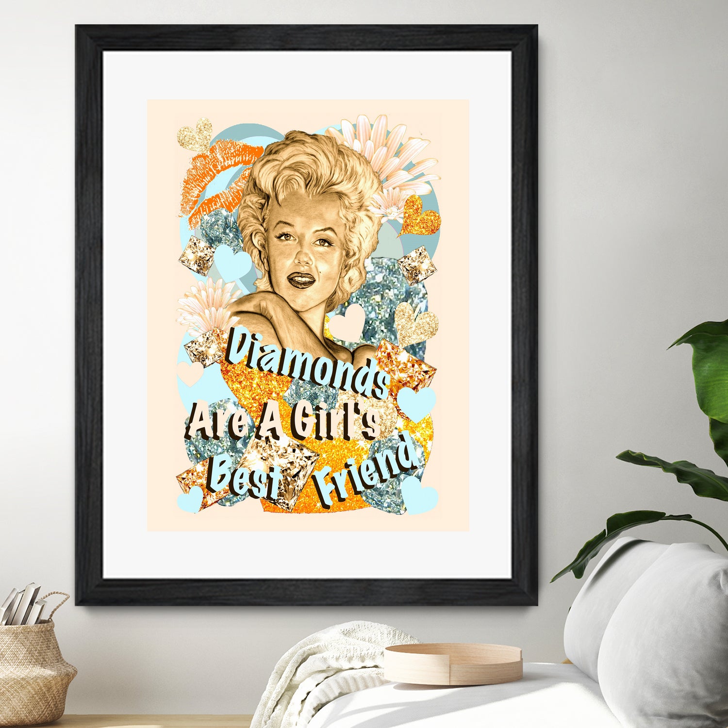 Diamonds Are A Girl's Best Friend by Gitta Gläser on GIANT ART - yellow typography