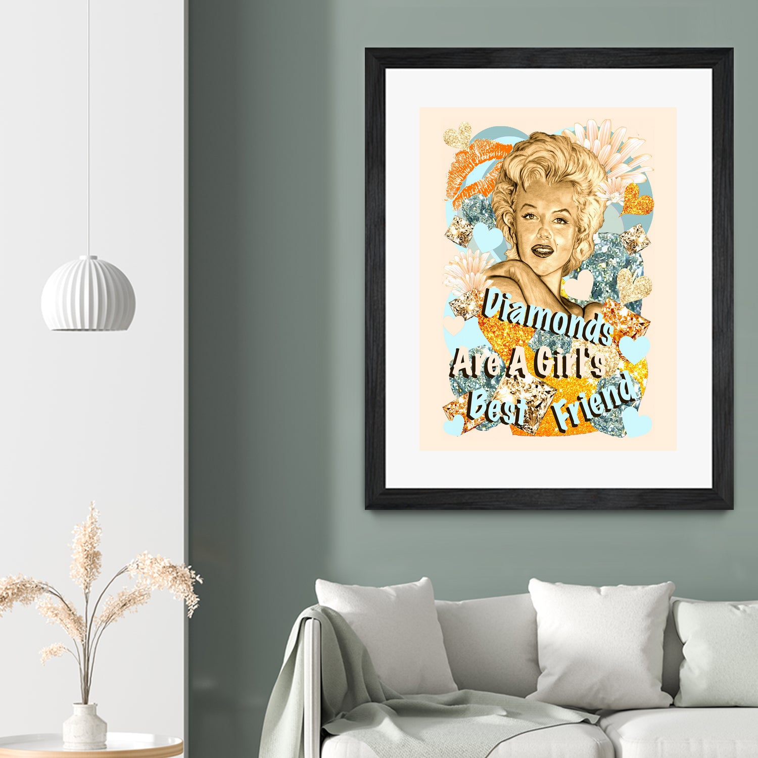 Diamonds Are A Girl's Best Friend by Gitta Gläser on GIANT ART - yellow typography