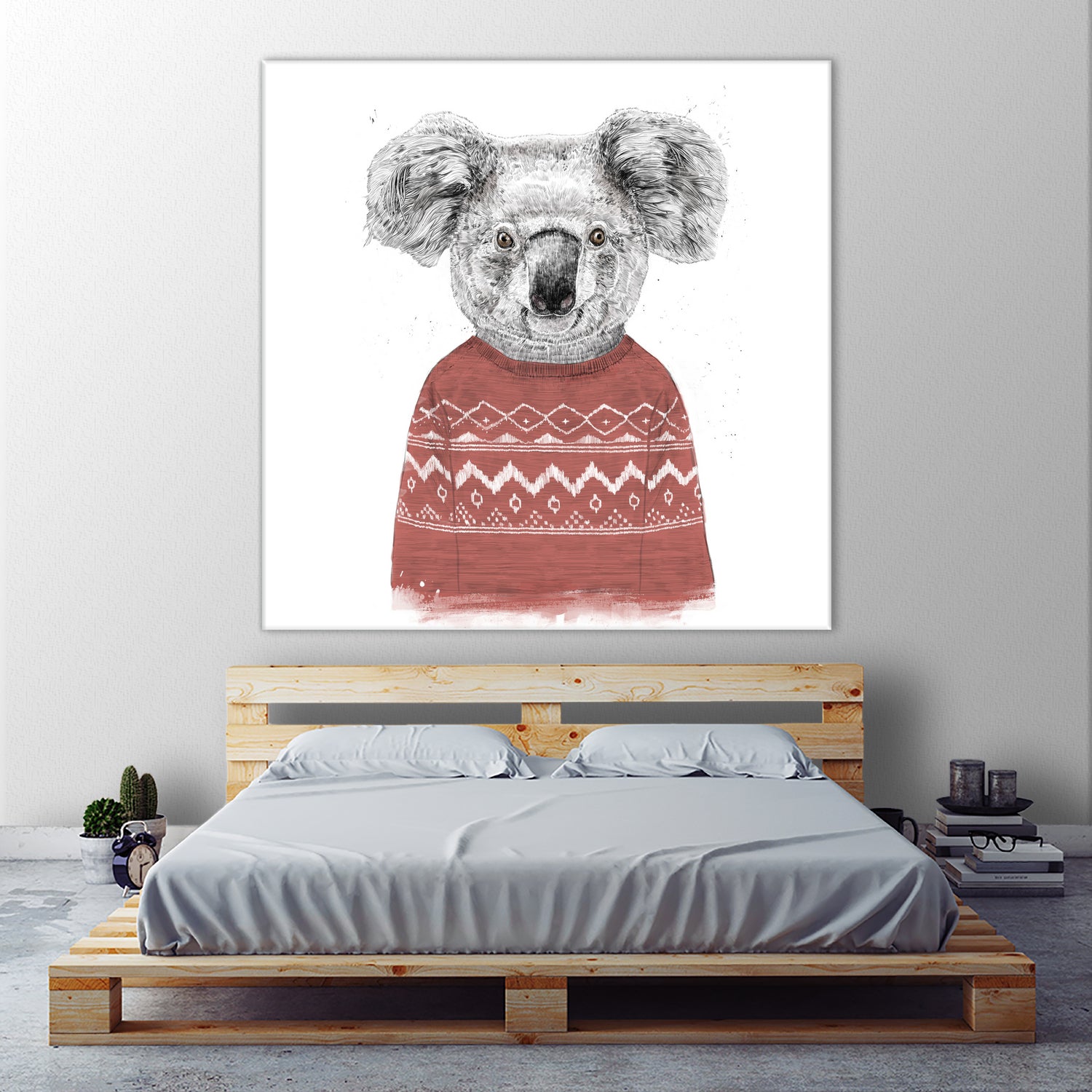 Winter koala (red) by Solti Balázs on GIANT ART - white digital drawing