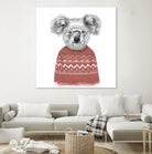 Winter koala (red) by Solti Balázs on GIANT ART - white digital drawing