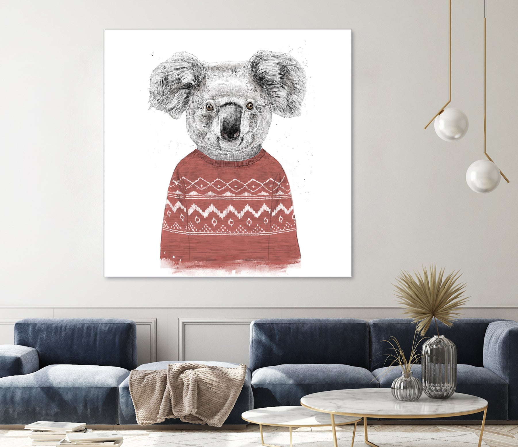 Winter koala (red) by Solti Balázs on GIANT ART - white digital drawing