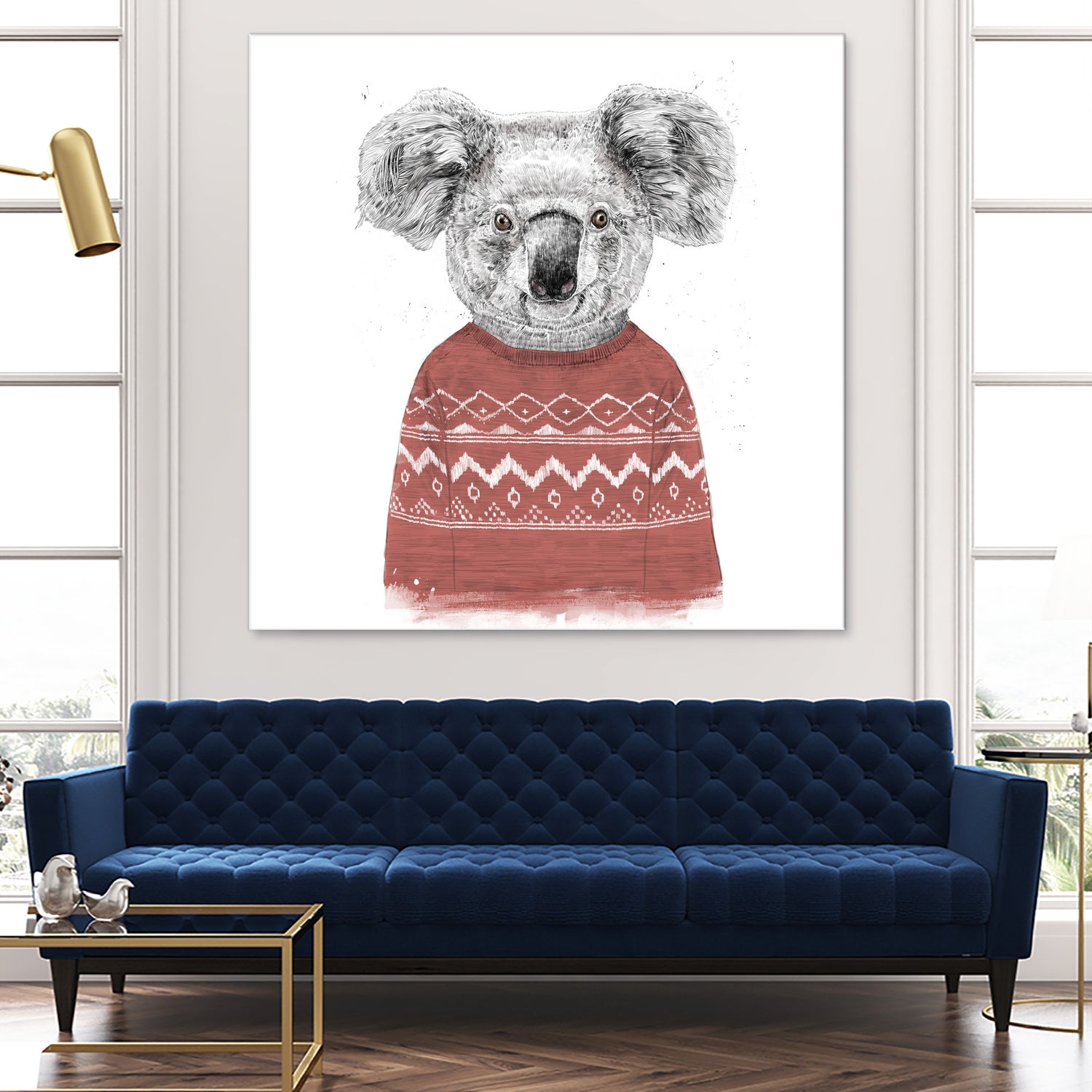 Winter koala (red) by Solti Balázs on GIANT ART - white digital drawing