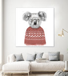 Winter koala (red) by Solti Balázs on GIANT ART - white digital drawing