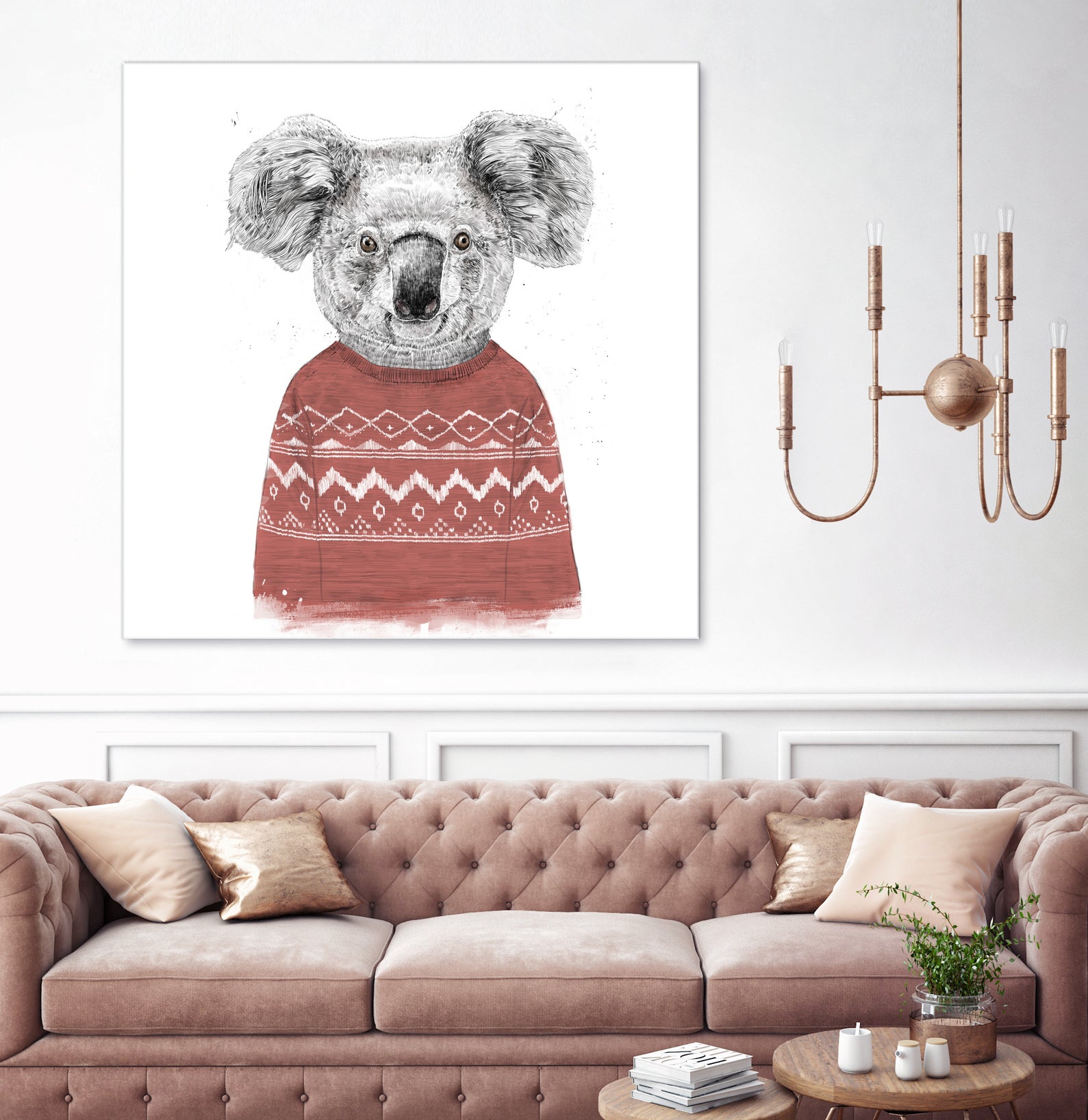 Winter koala (red) by Solti Balázs on GIANT ART - white digital drawing