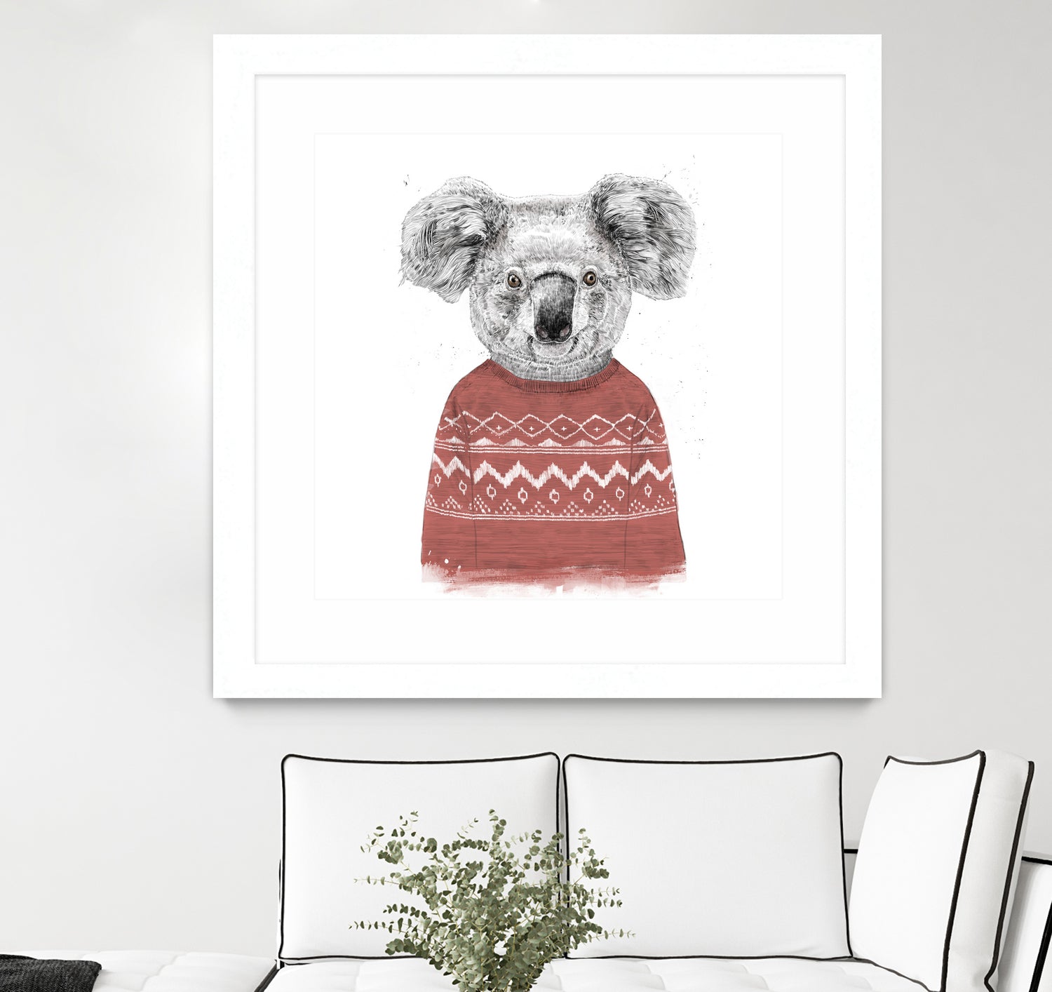 Winter koala (red) by Solti Balázs on GIANT ART - white digital drawing