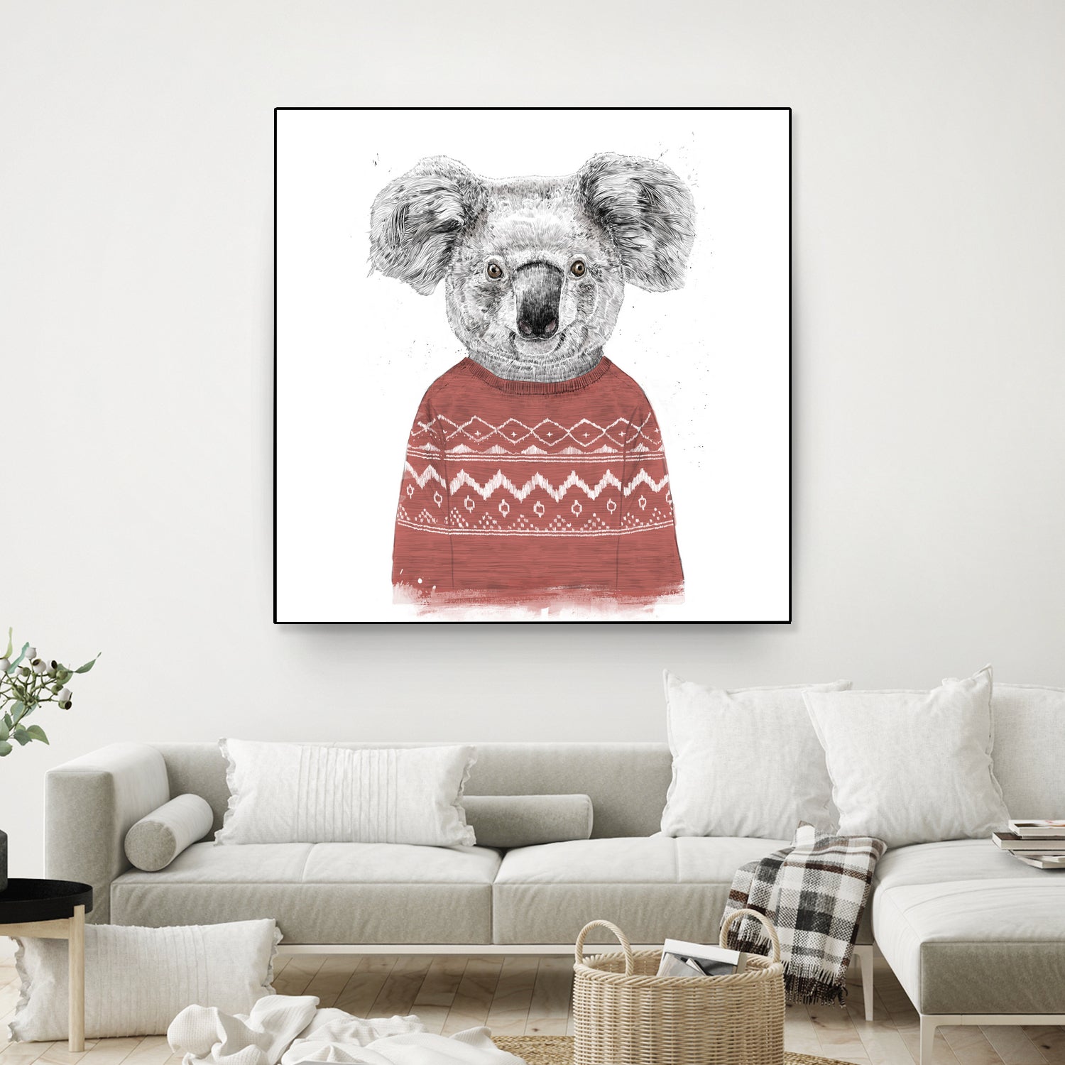 Winter koala (red) by Solti Balázs on GIANT ART - white digital drawing