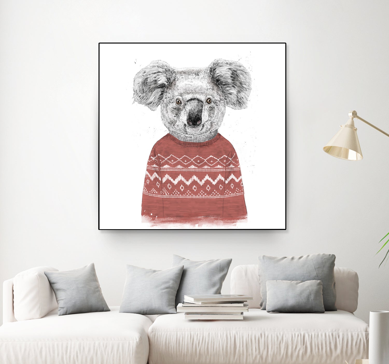 Winter koala (red) by Solti Balázs on GIANT ART - white digital drawing