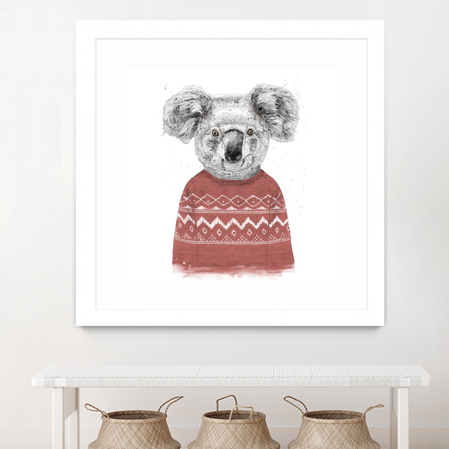 Winter koala (red) by Solti Balázs on GIANT ART - white digital drawing