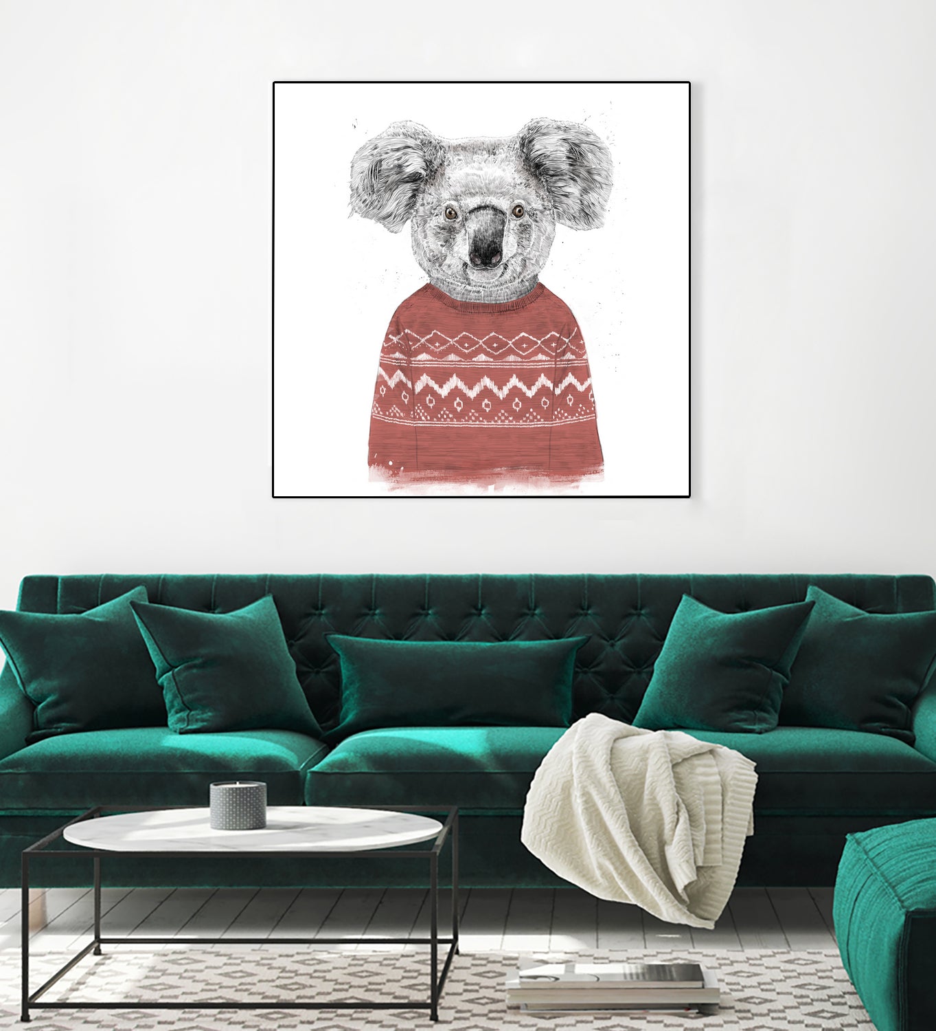 Winter koala (red) by Solti Balázs on GIANT ART - white digital drawing