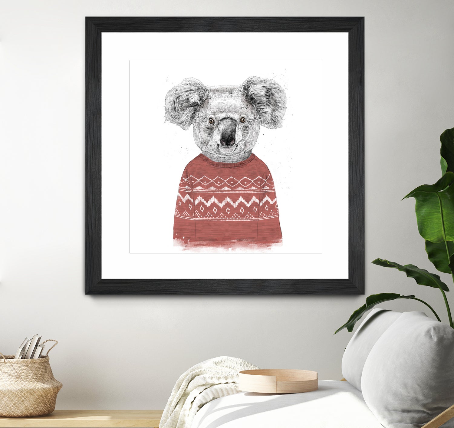 Winter koala (red) by Solti Balázs on GIANT ART - white digital drawing