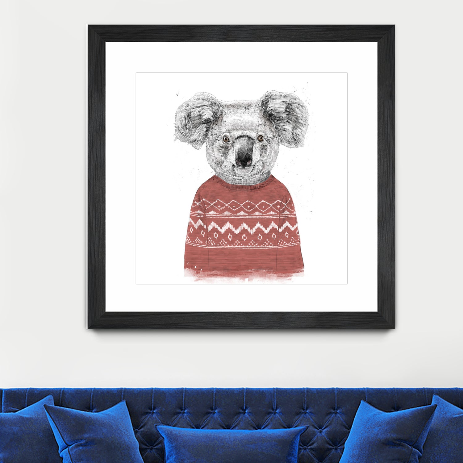 Winter koala (red) by Solti Balázs on GIANT ART - white digital drawing