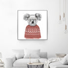 Winter koala (red) by Solti Balázs on GIANT ART - white digital drawing