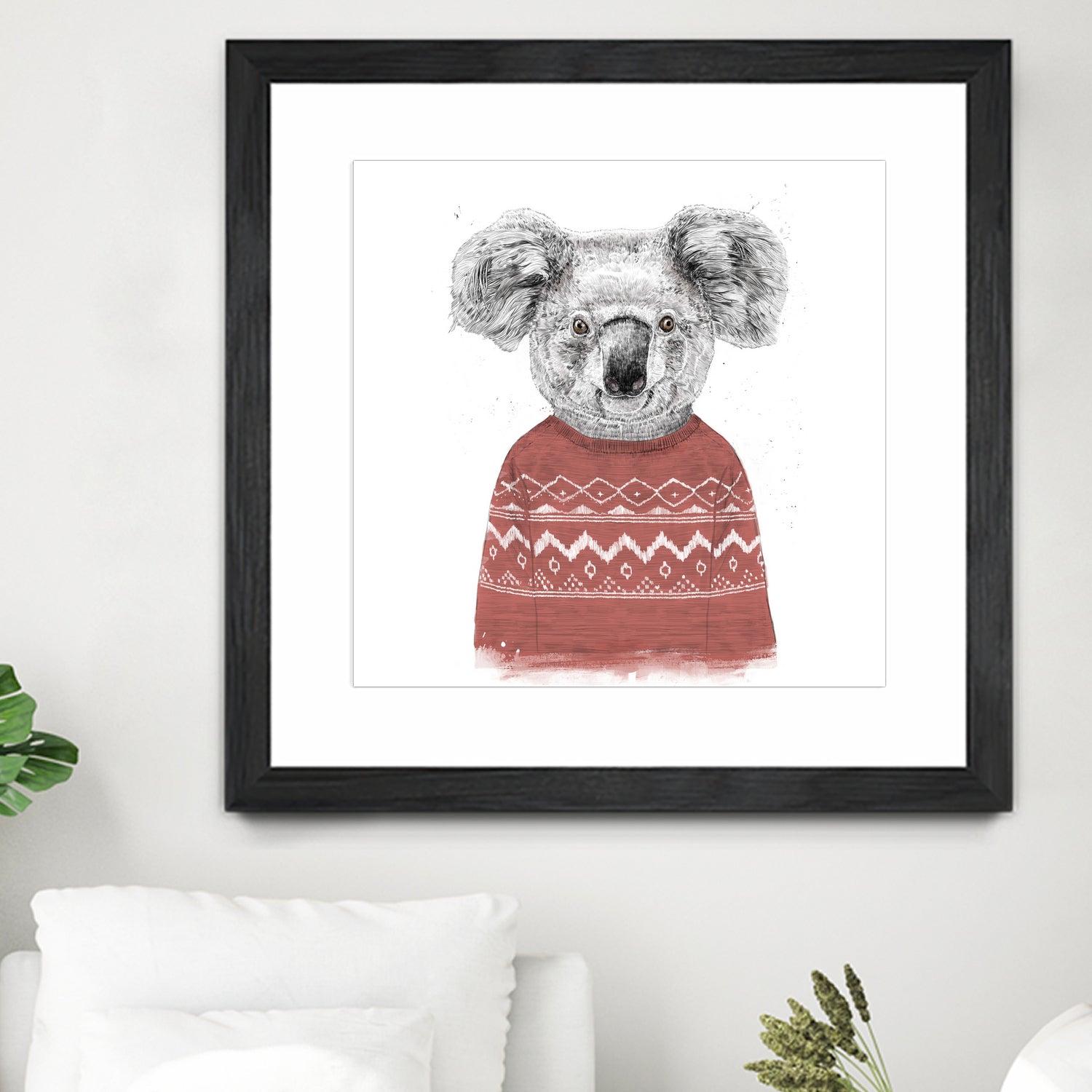 Winter koala (red) by Solti Balázs on GIANT ART - white digital drawing