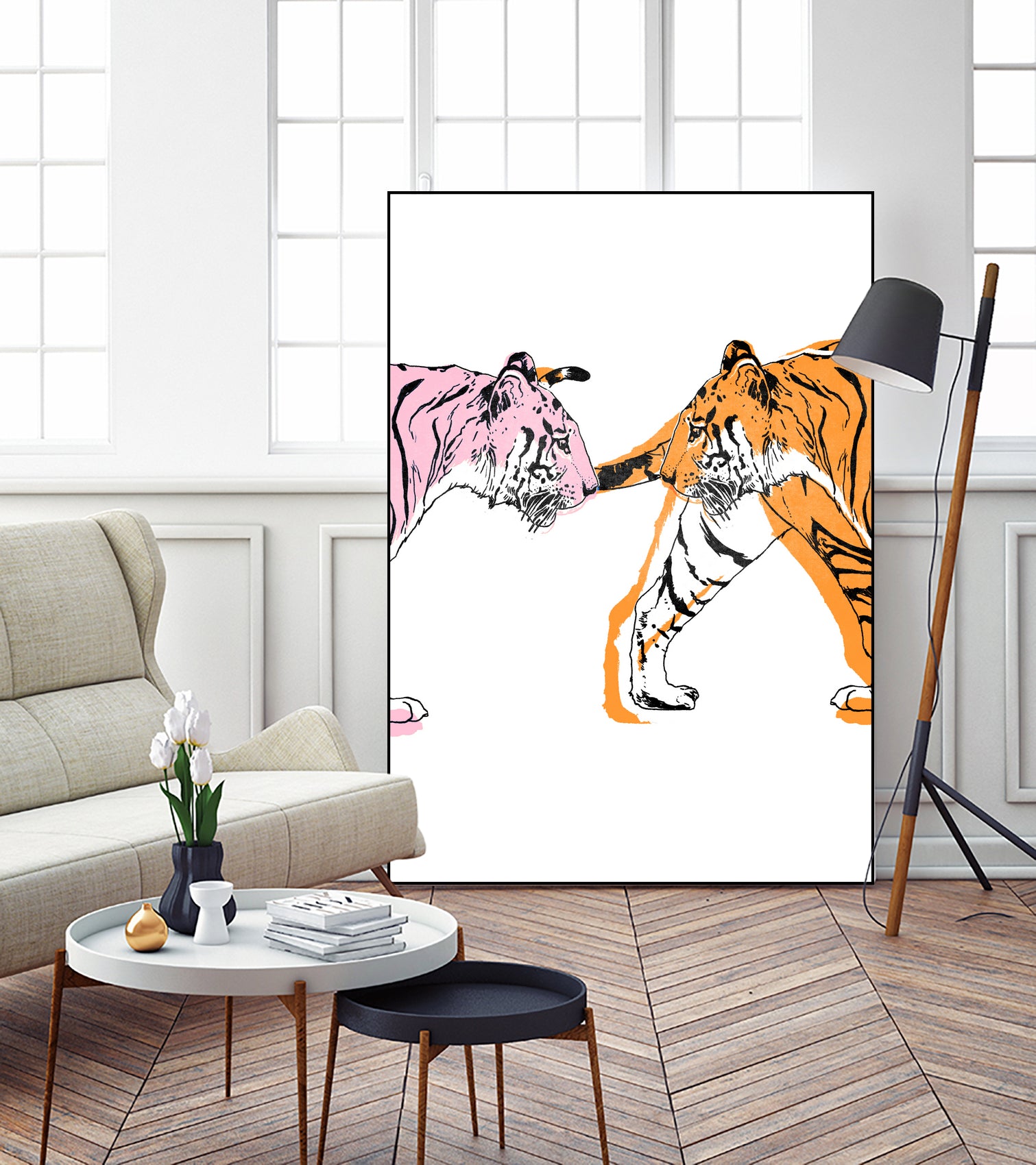 TIGER LOVE by VICTOR ABARCA on GIANT ART - pink digital painting