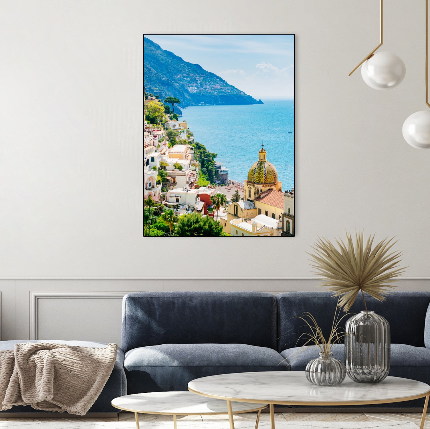 Amalfi coast (Positano) by Miemo Penttinen on GIANT ART - blue photo illustration