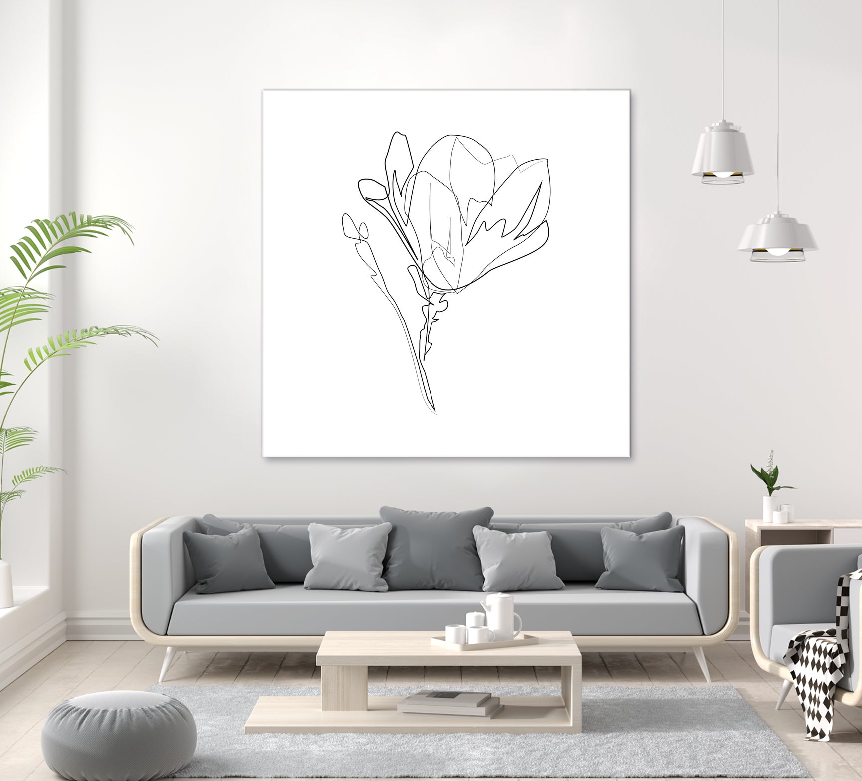 Magnolia Flower Print #4 by Parinta Sofia Stefanopoulou on GIANT ART - white digital drawing