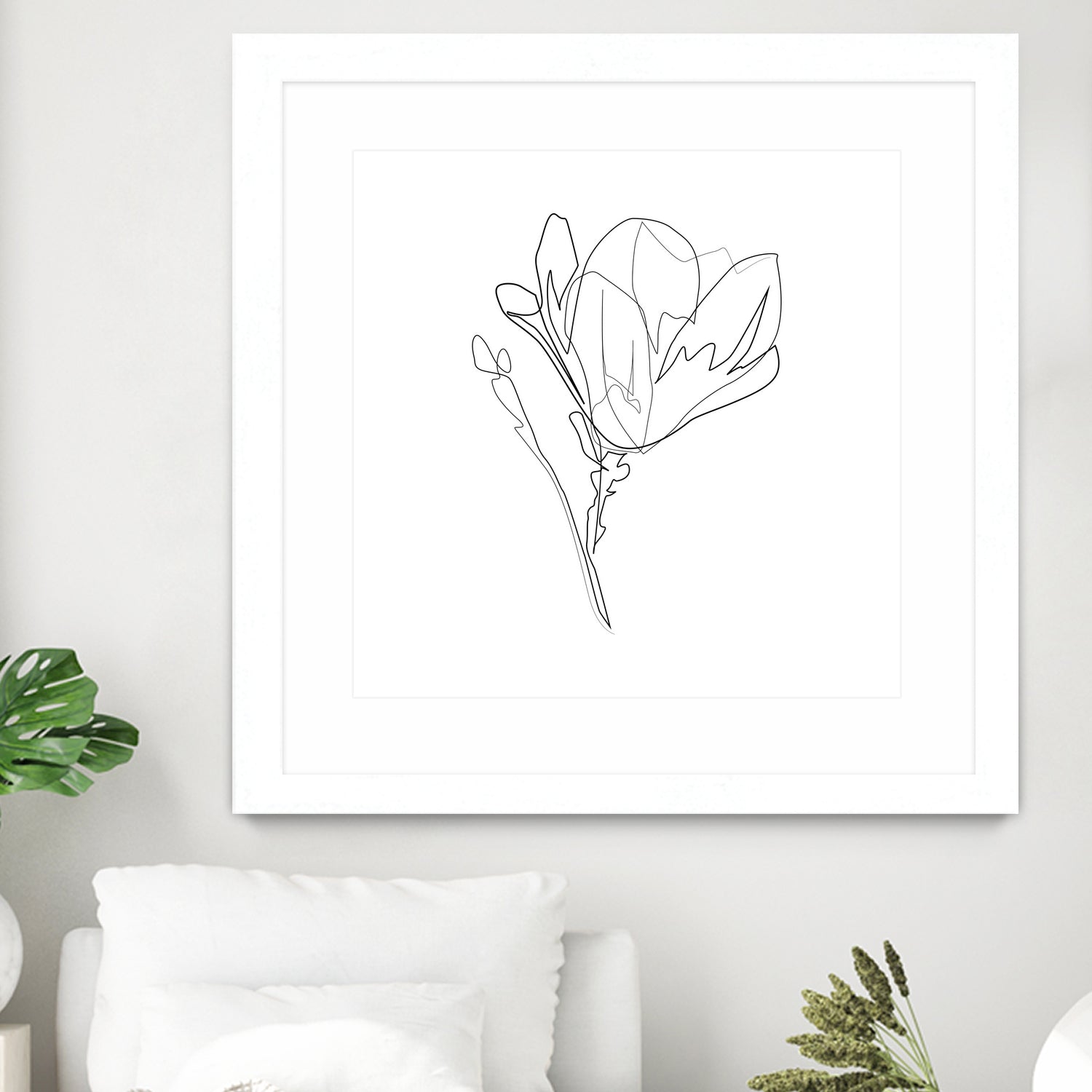 Magnolia Flower Print #4 by Parinta Sofia Stefanopoulou on GIANT ART - white digital drawing