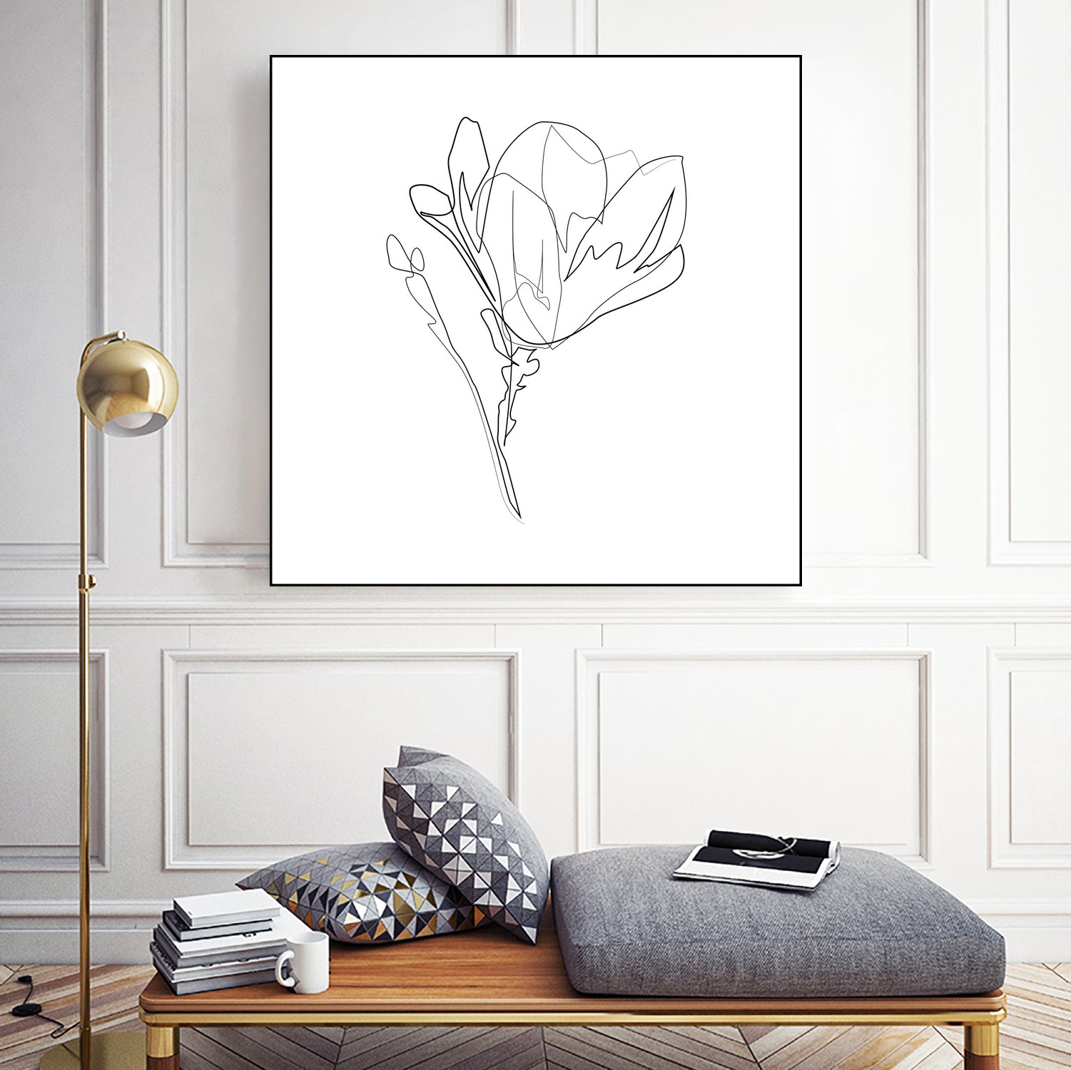 Magnolia Flower Print #4 by Parinta Sofia Stefanopoulou on GIANT ART - white digital drawing