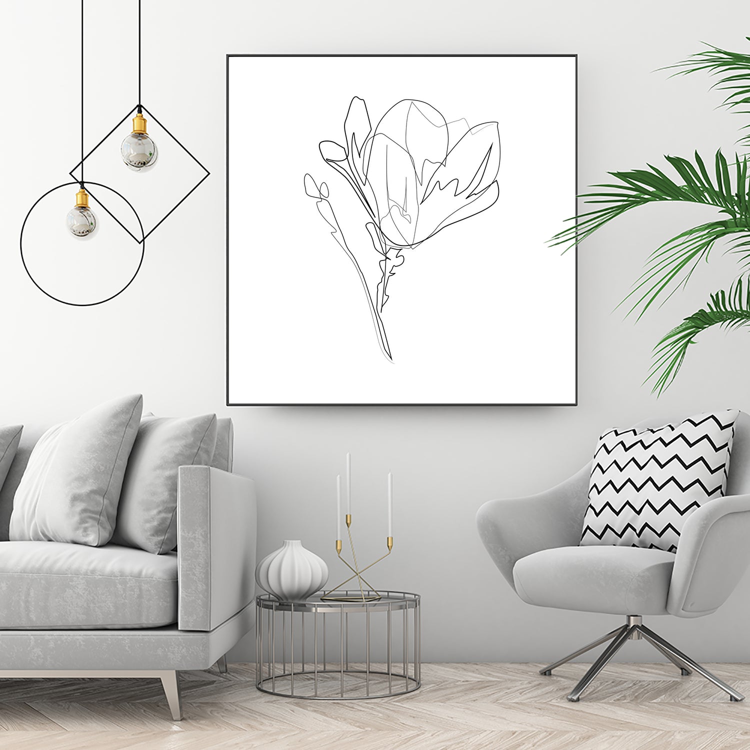 Magnolia Flower Print #4 by Parinta Sofia Stefanopoulou on GIANT ART - white digital drawing