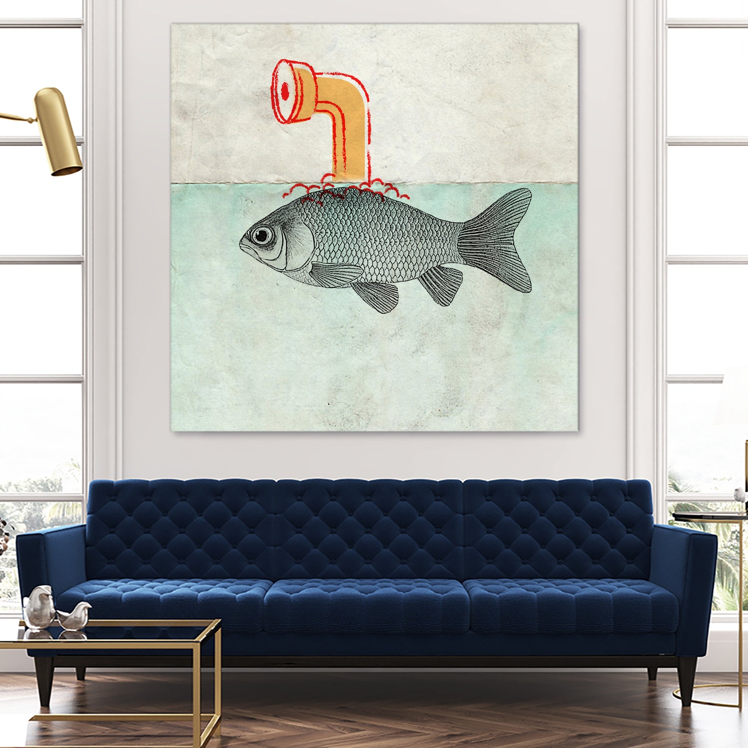 Periscope goldfish by Vin Zzep on GIANT ART - white digital painting