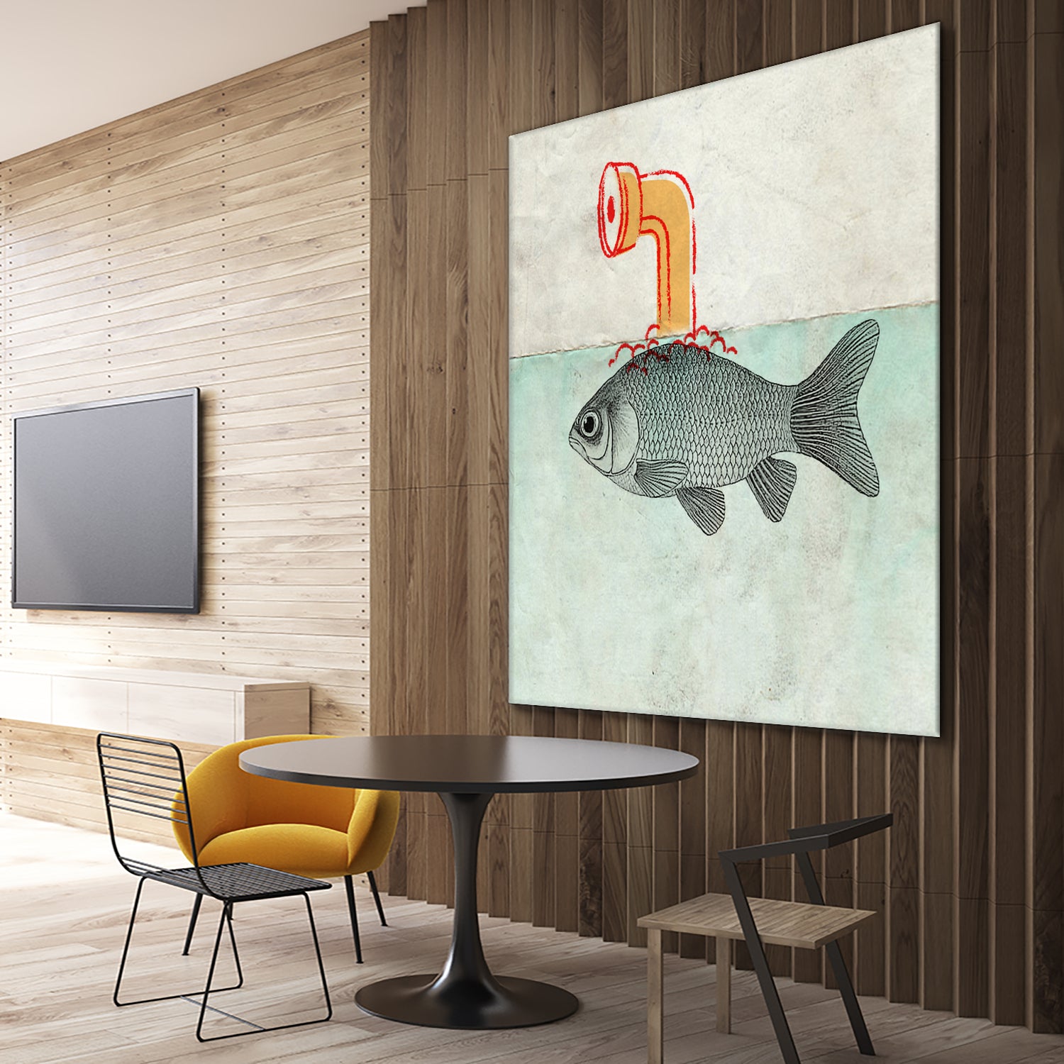 Periscope goldfish by Vin Zzep on GIANT ART - white digital painting