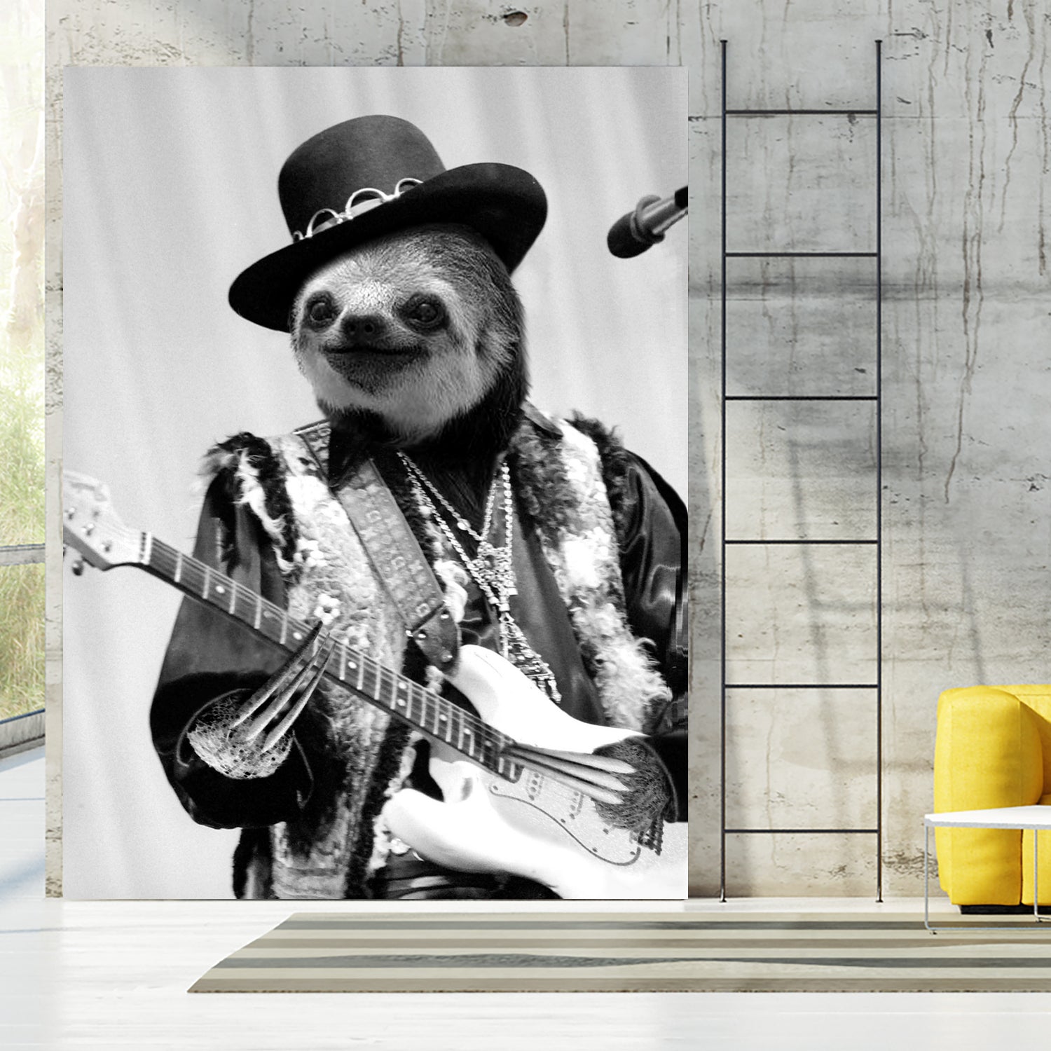 Rockstar Sloth #2 by Luigi Tarini on GIANT ART - gray photo manipulation