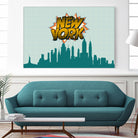 New York Pop Skyline by Octavian Mihai Mielu on GIANT ART - green digital drawing