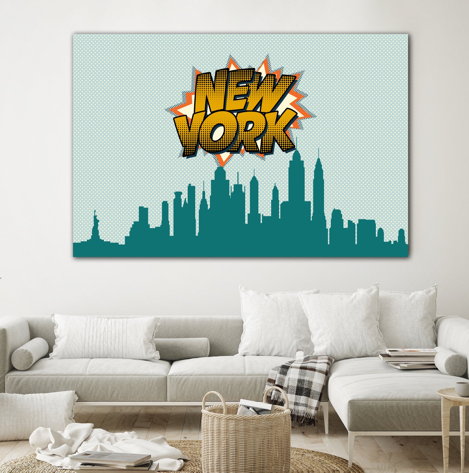 New York Pop Skyline by Octavian Mihai Mielu on GIANT ART - green digital drawing