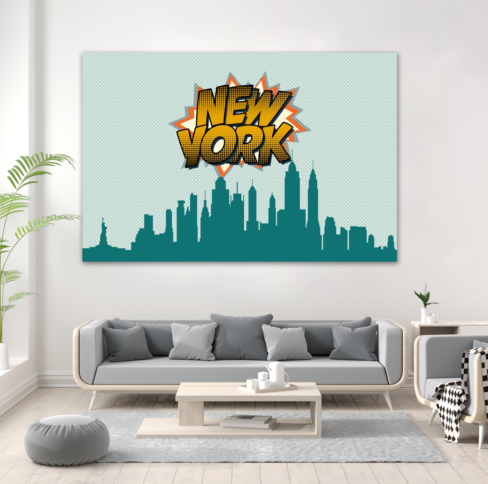 New York Pop Skyline by Octavian Mihai Mielu on GIANT ART - green digital drawing